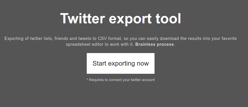 Twitter export tool gallery image