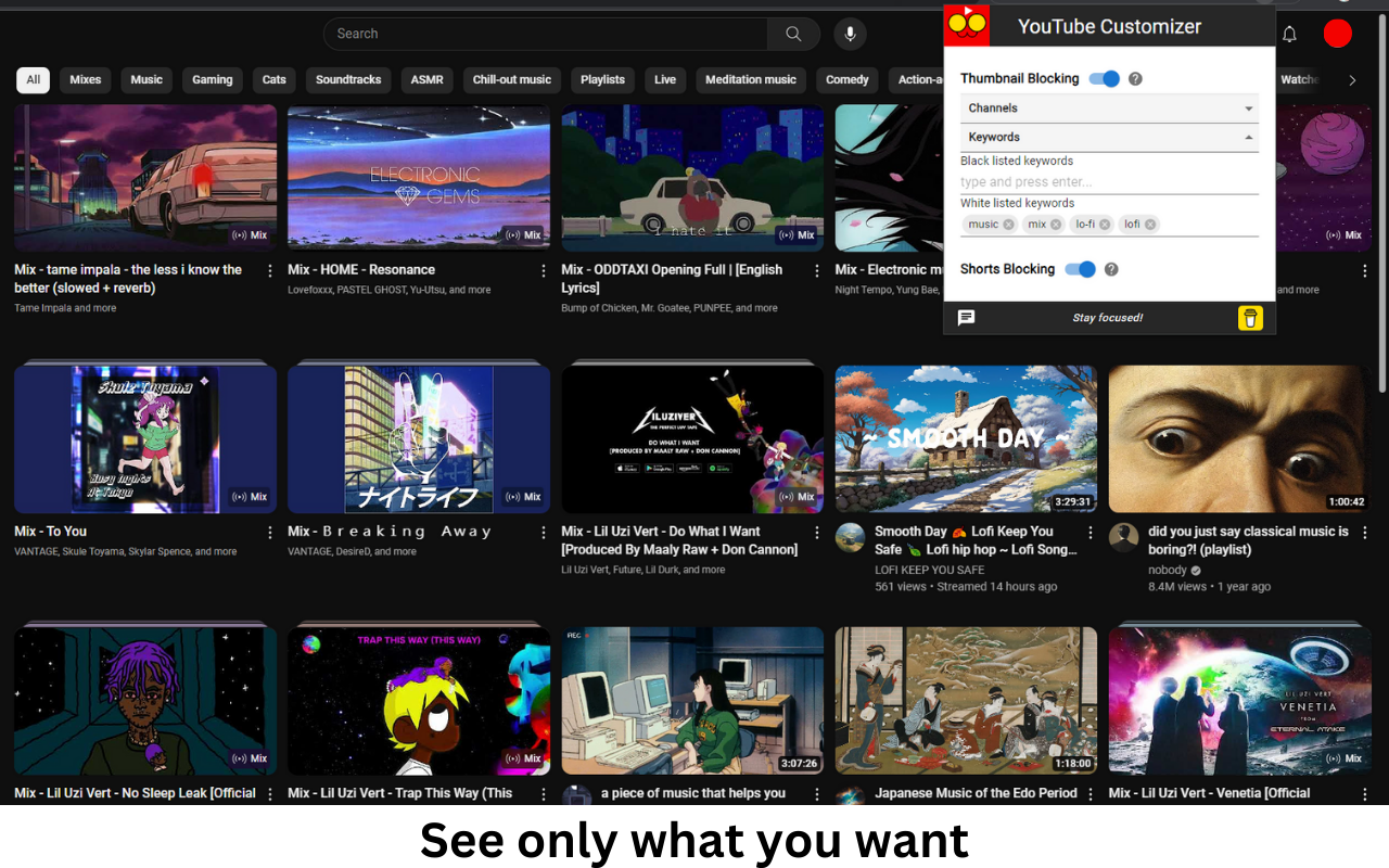 YT Customizer - YouTube -voedingsfilter - Filter YT -aanbevelingen naadloos uit met trefwoorden media 4
