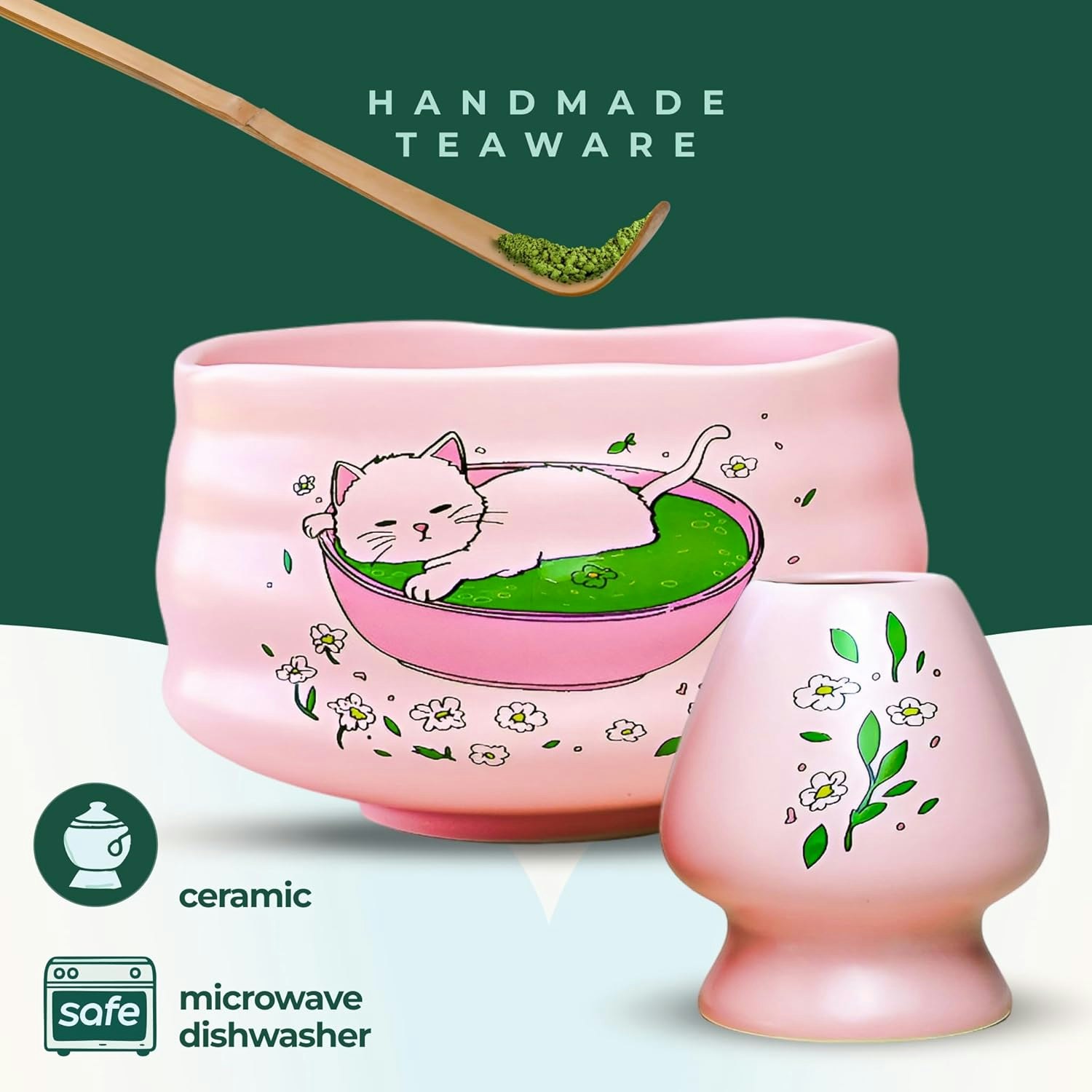 猫愛好家向けの抹茶ギフトセット - お茶と猫愛好家向けのカワイイ抹茶ギフトセットメディア3