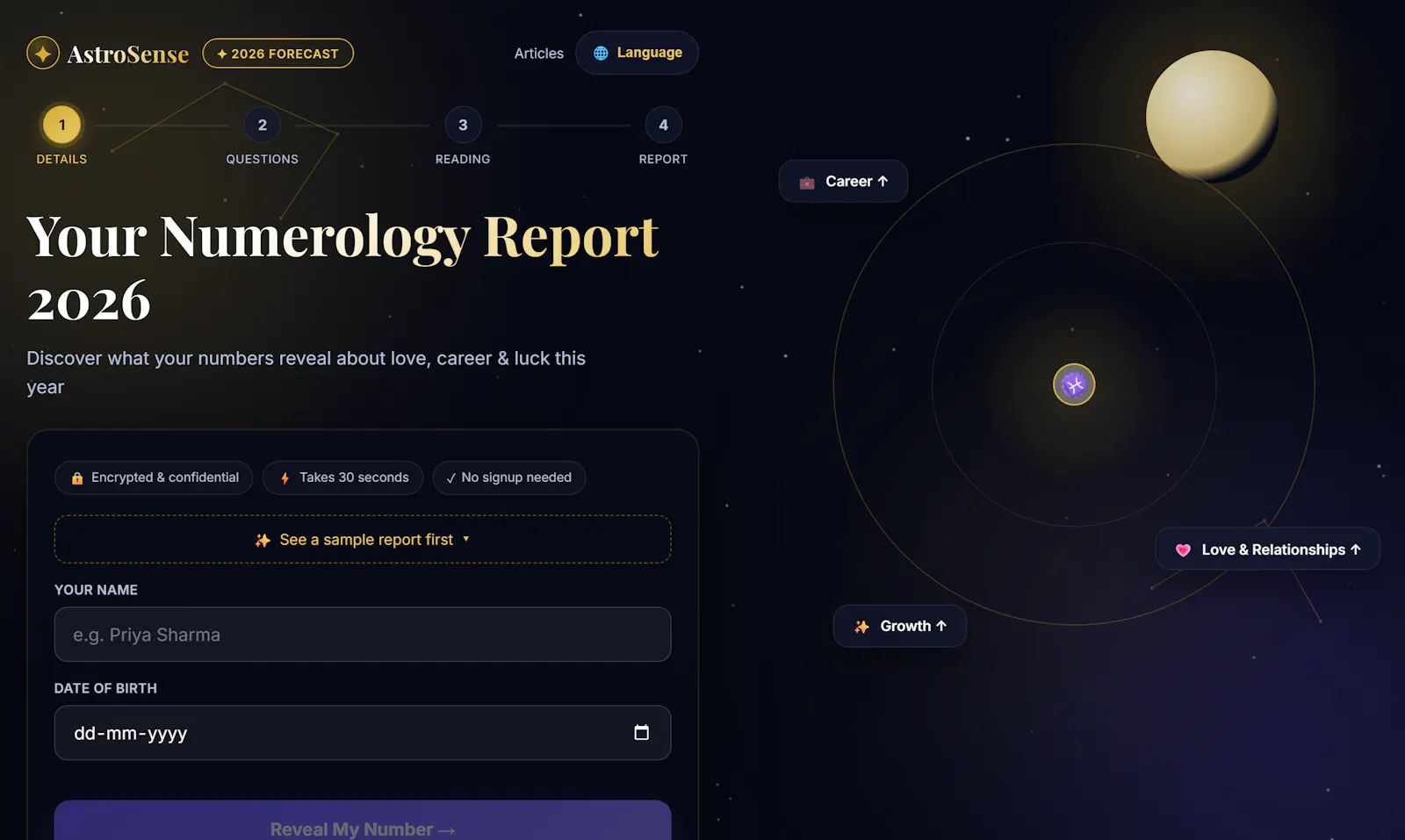 AstroSense — Your 2026 Numerology Report screenshot 1