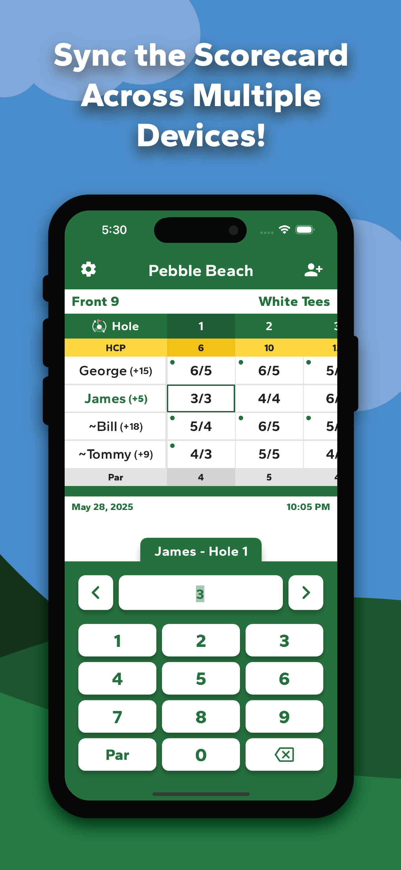 Media Golf Sync - kad skor digital - Skor trek, dalam masa nyata 1