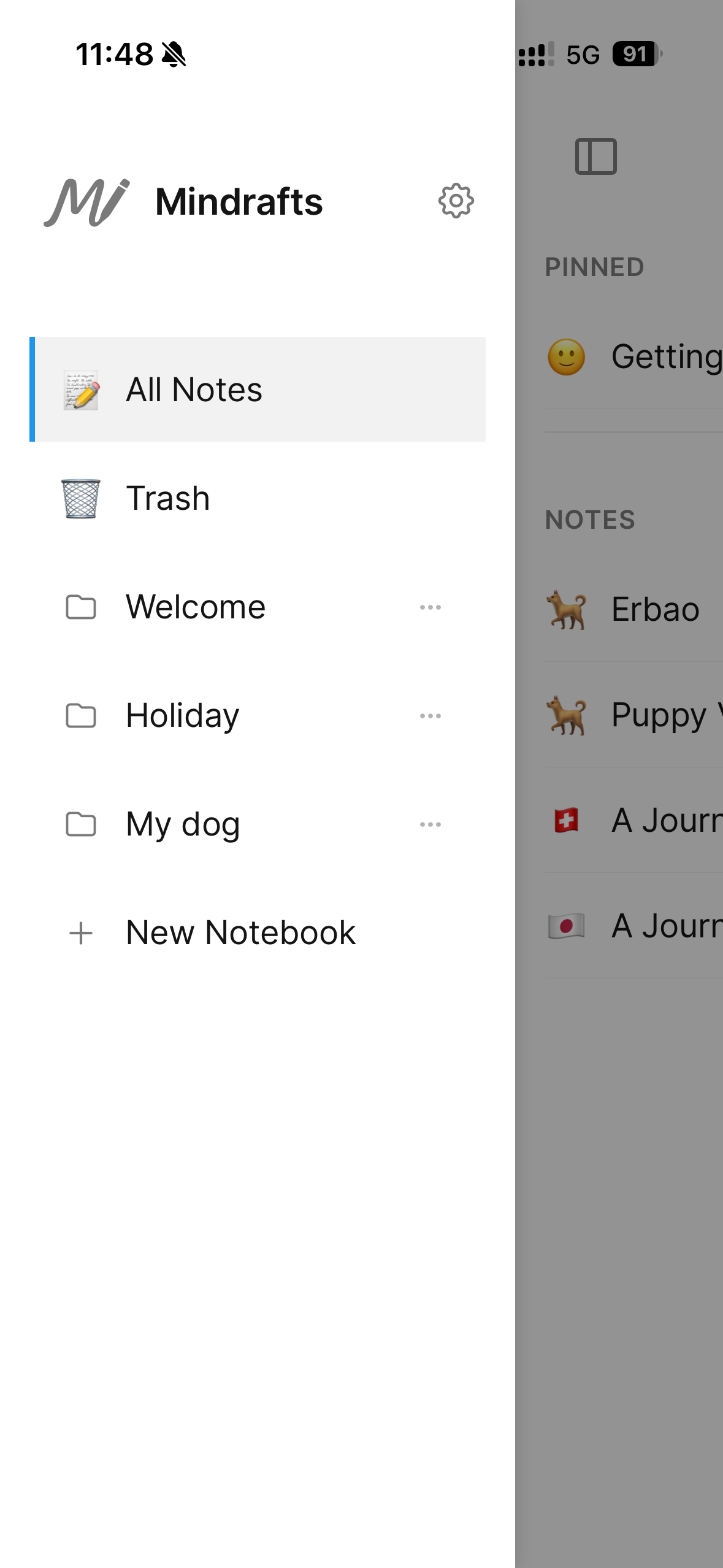 Mindrafts - Local AI notes - Main screenshot showing features and interface