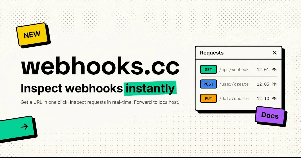 Banner del producto Webhooks.cc - Everything webhooks