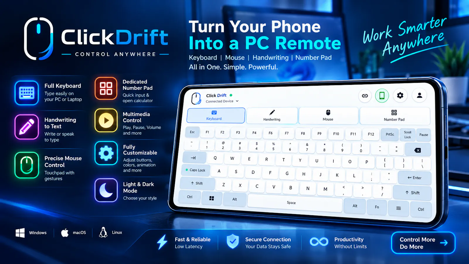 ClickDrift - Bluetooth Mouse & Keyboard screenshot 1