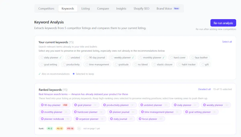 RankScribeIQ, Amazon listing optimizer screenshot 2
