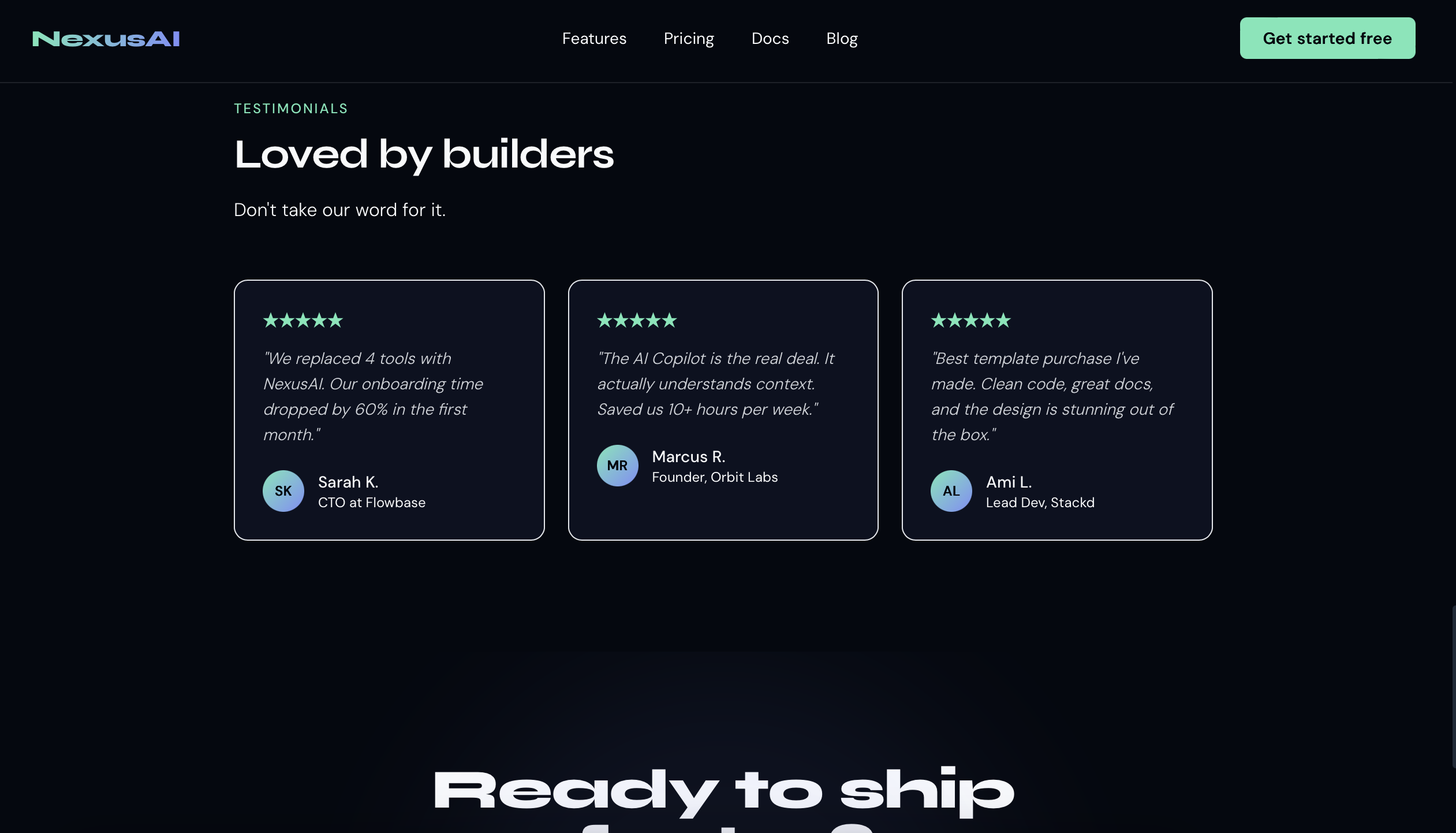 NexusAI SaaS Landing Page Template gallery image