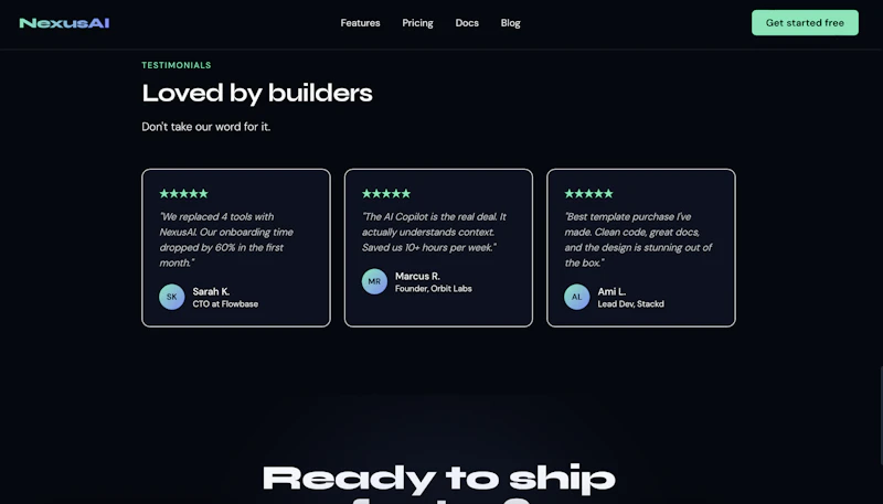 NexusAI SaaS Landing Page Template screenshot 6