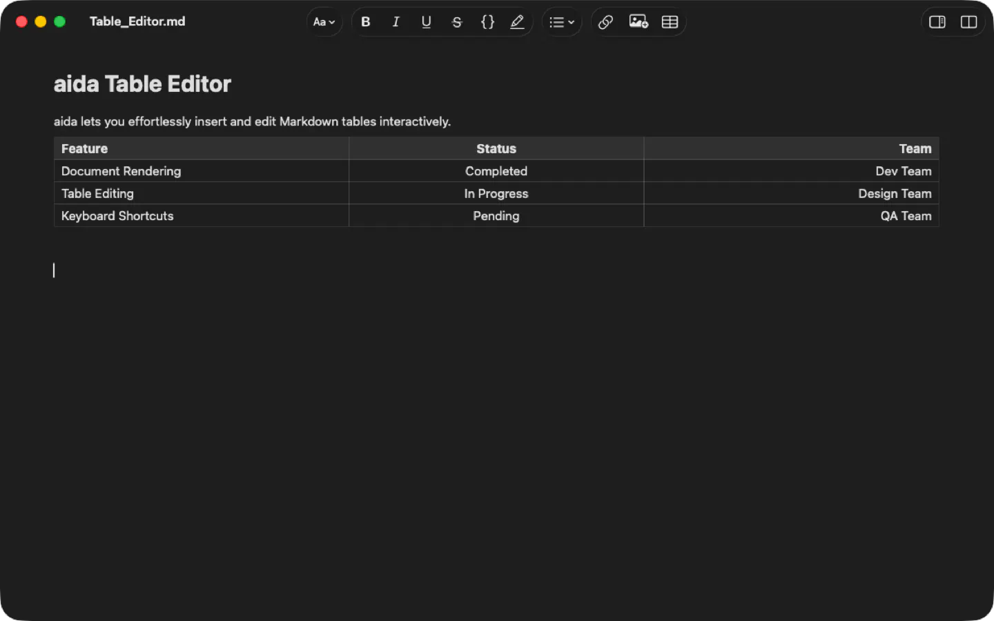 aida — Native Markdown Editor for macOS gallery image