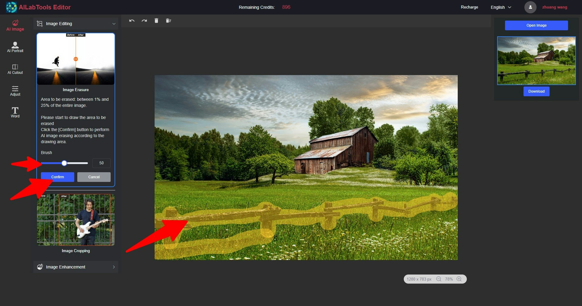 Ailabtools afbeelding wissen - Het verwijderen van ongewenste objecten, persoon en teksten uit uw foto's media 3