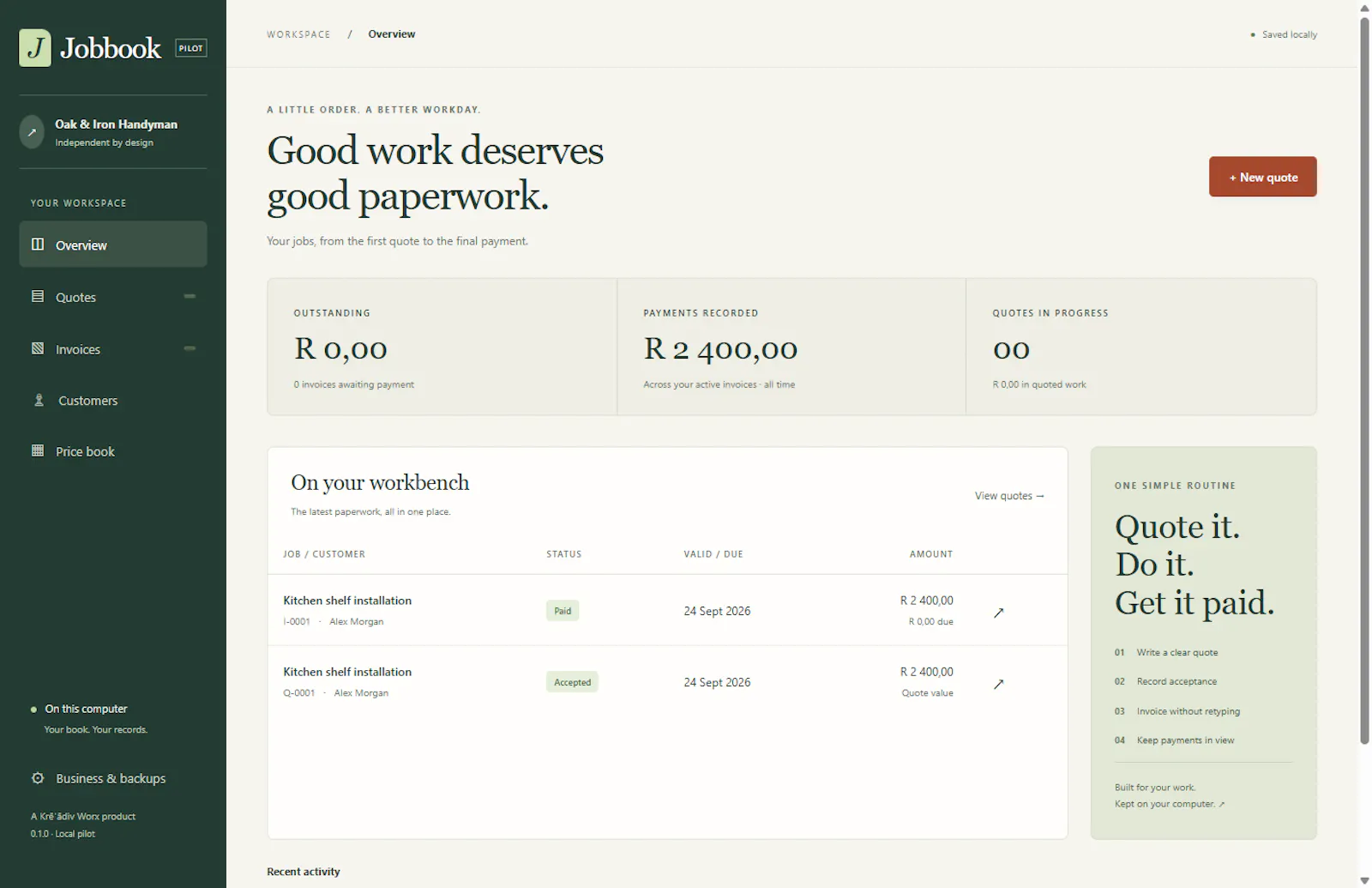 Jobbook screenshot 1