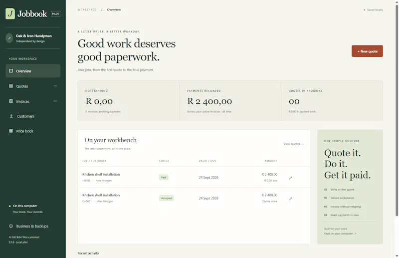 Jobbook screenshot 1