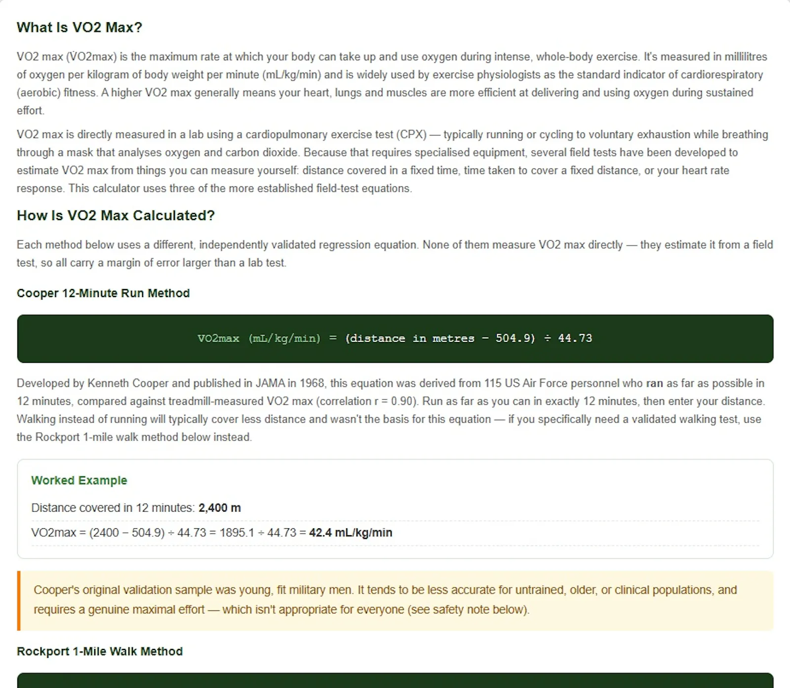 VO2 Max Calculator by MegaCalcOnline screenshot 2