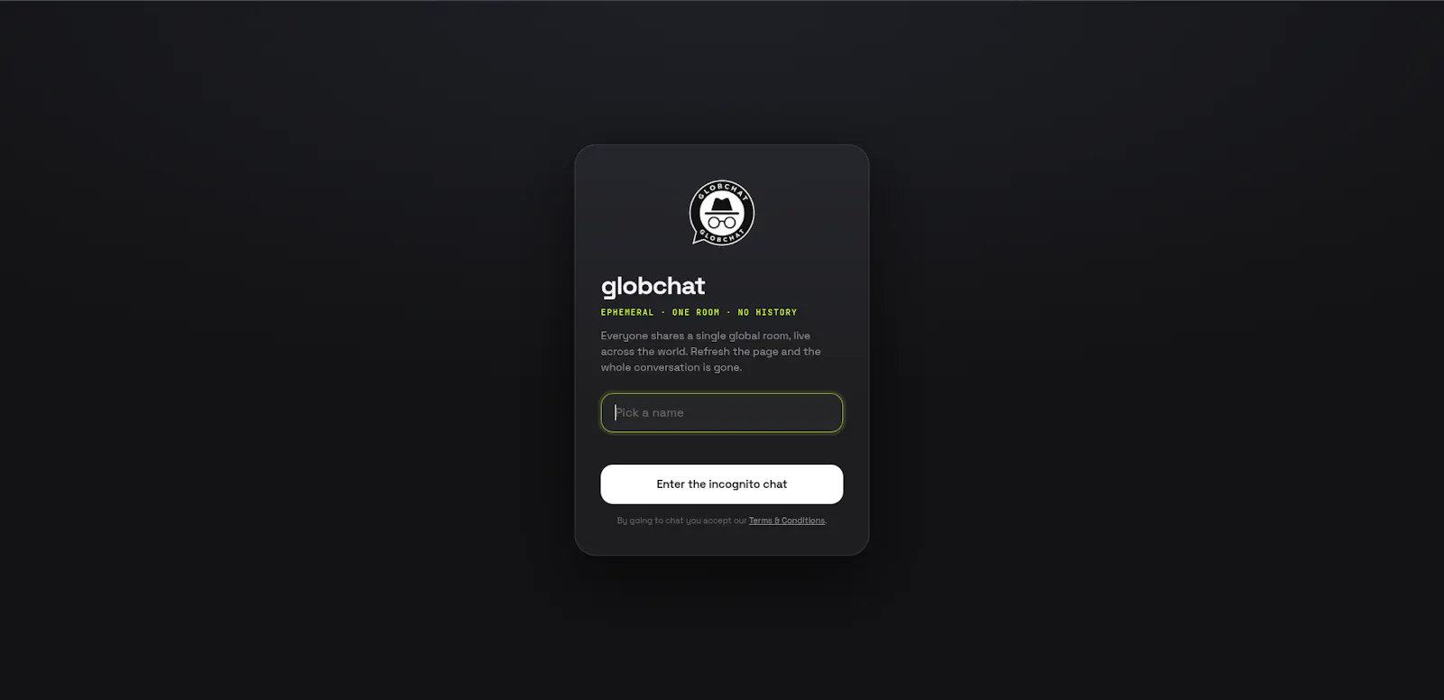 globchat — live & temporary screenshot 1