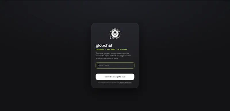 globchat — live & temporary screenshot 1