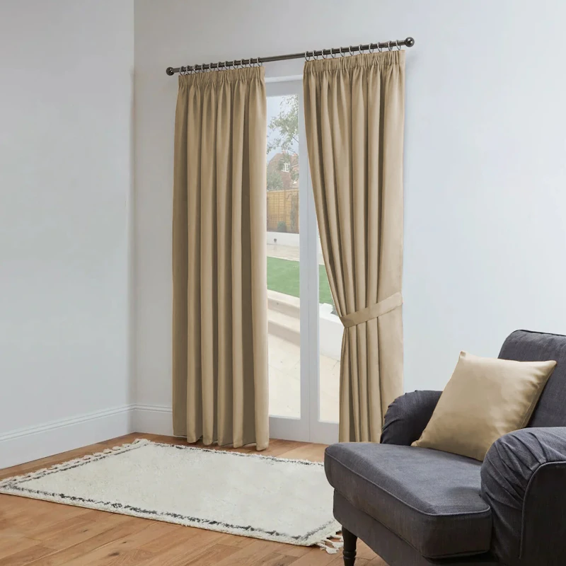 Beige Blackout Curtains Pencil Pleat screenshot 2