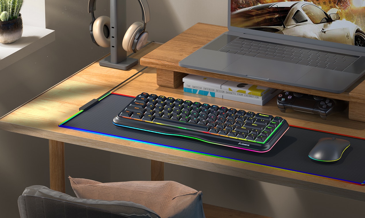 Kemove 60% teclado mecánico inalámbrico - Teclado personalizado con teclas de bajo perfil en caliente y de bajo perfil media 6