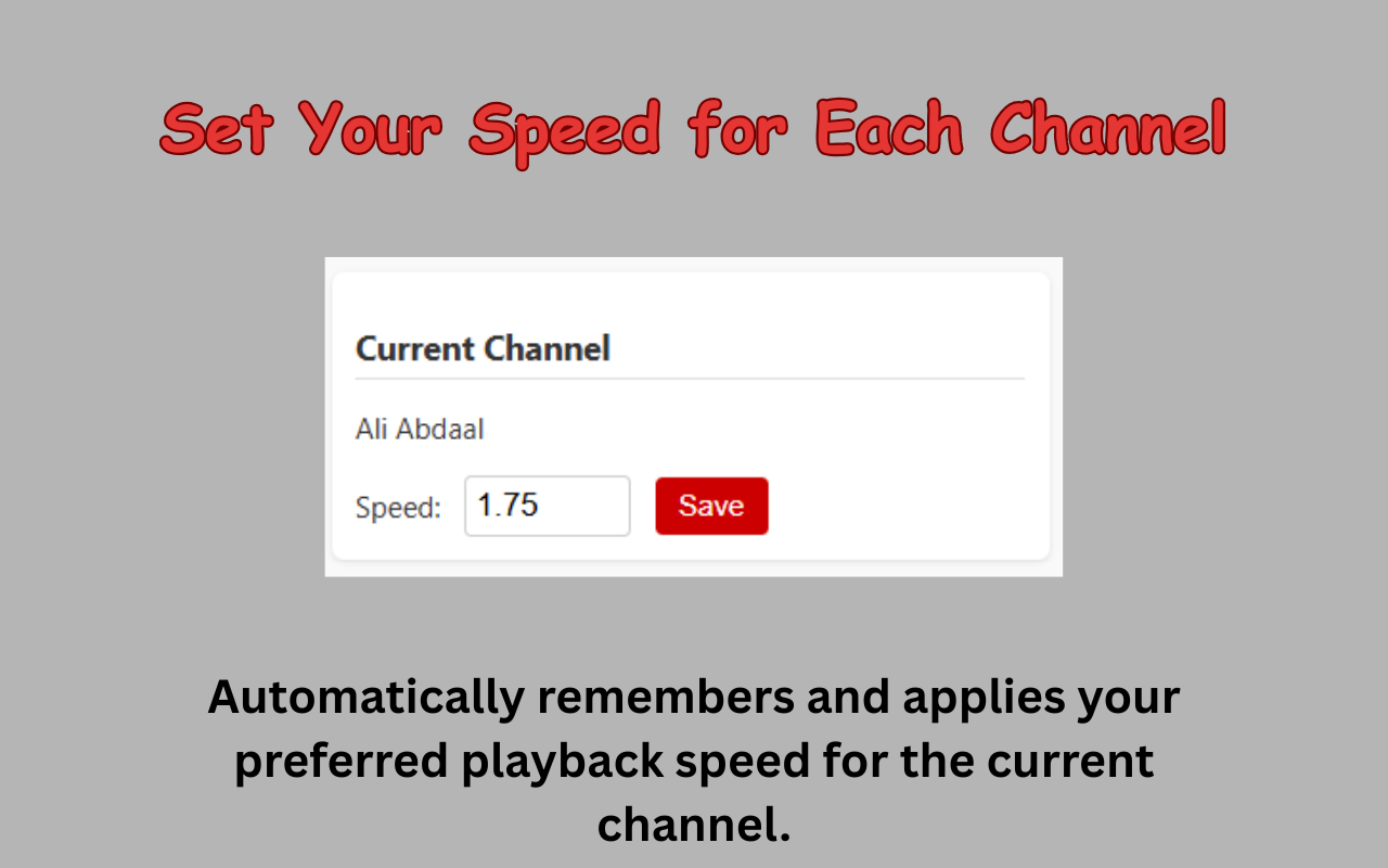 YouTube Speed Memory - Main product screenshot demonstrating key features and user interface