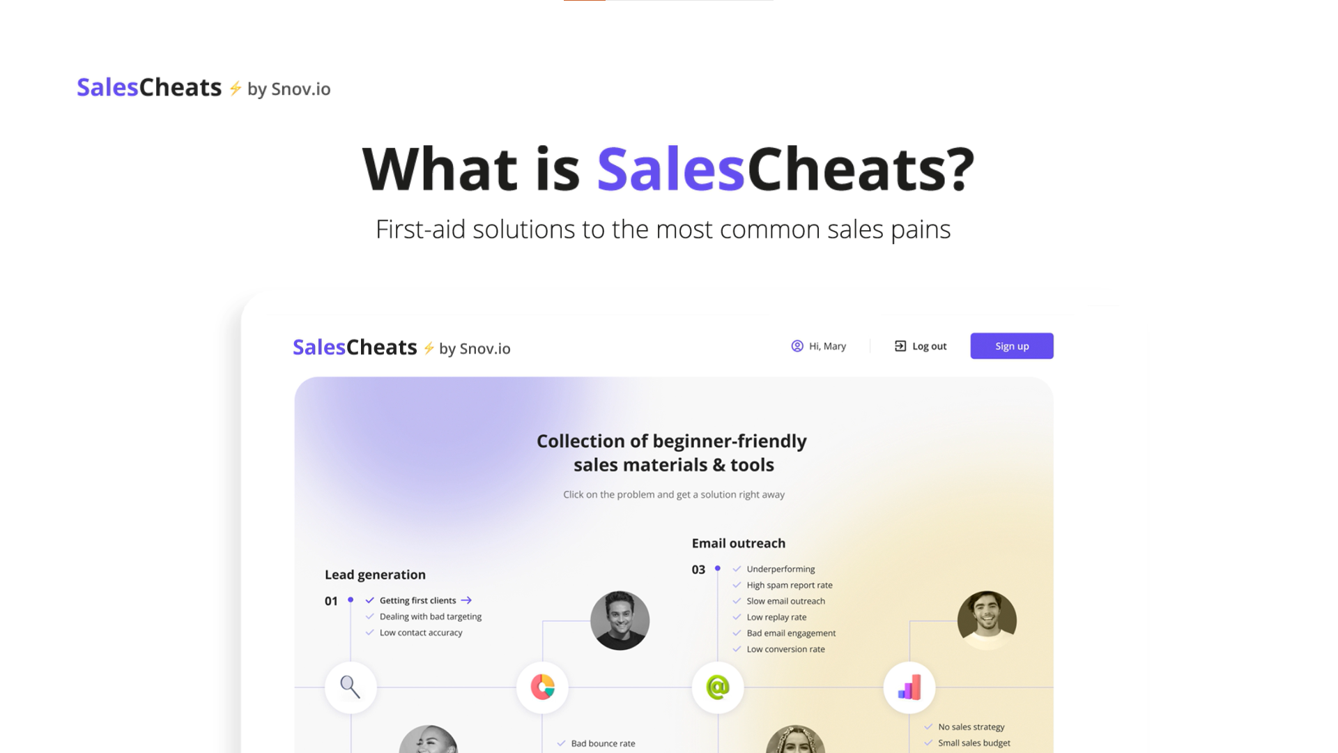 وسائط SalesCheats من قبل snov.io - حل الإسعافات الأولية المجانية لمشاكل المبيعات الأكثر شيوعًا 3
