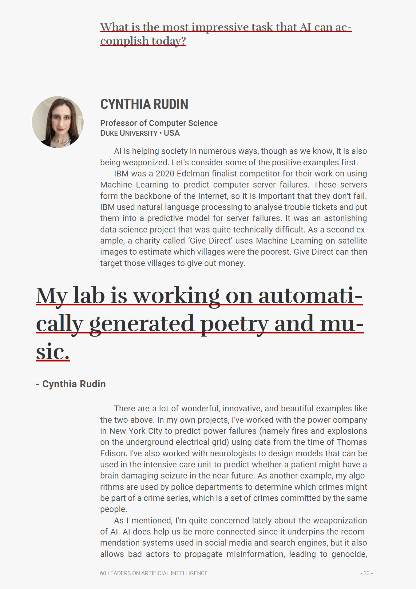60 LEADERS ON ARTIFICIAL INTELLIGENCE - From Algorithms to Ethics. A holistic view of AI media 11