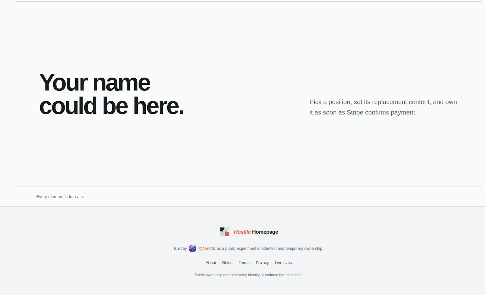 Hostile Homepage screenshot 2