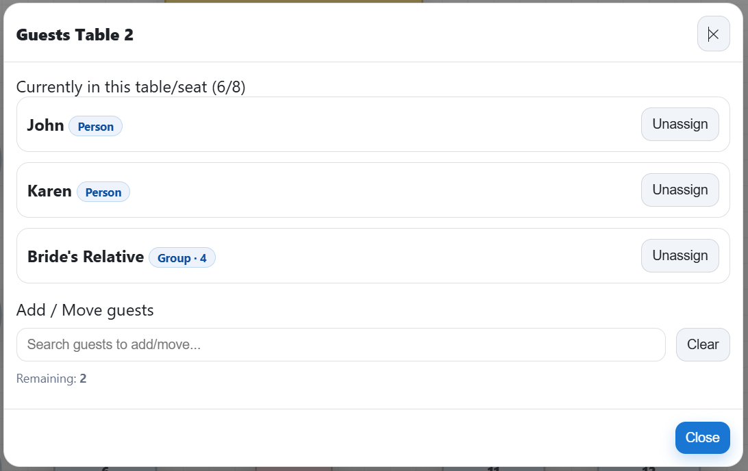 SeatMyWedding - Screenshot 5 showing product features and functionality