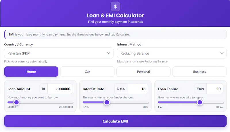 Loan & EMI Calculator screenshot 1
