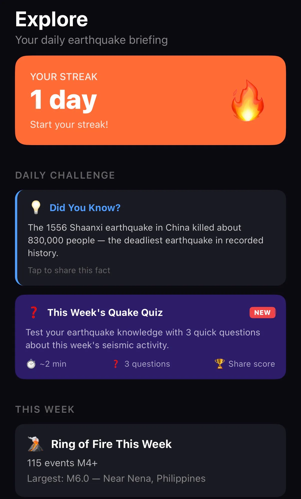 Tremor — Earthquake Tracker gallery image