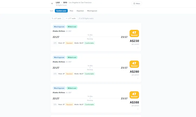 ComfortableFlights screenshot 3