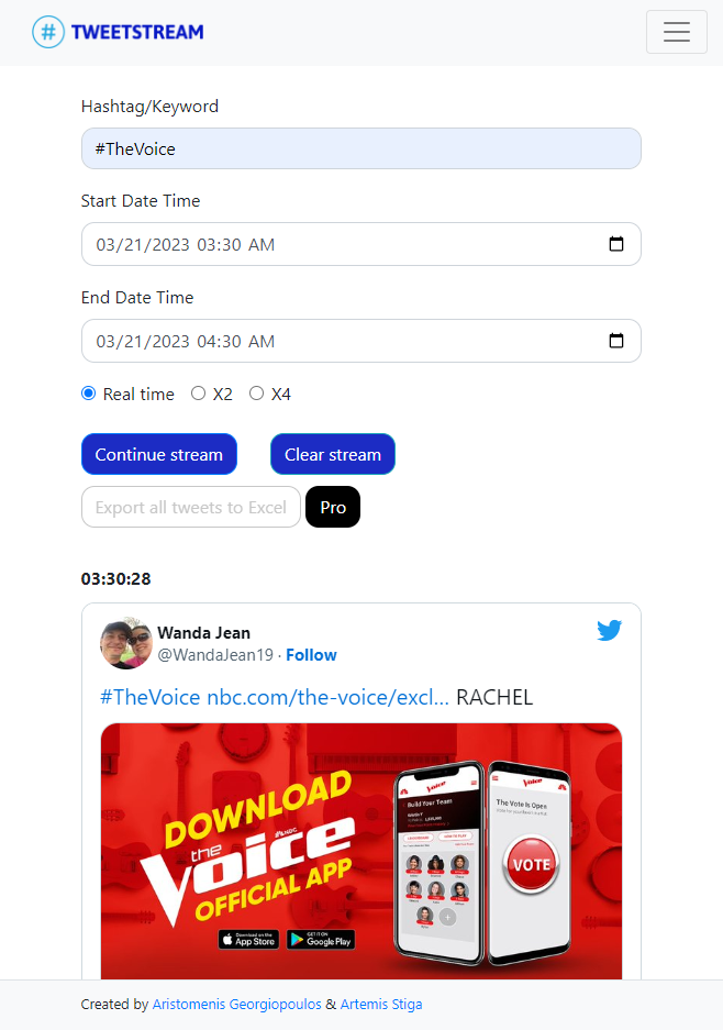 TweetStream - Un'app web per guardare vecchi tweet da un hashtag specifico media 3