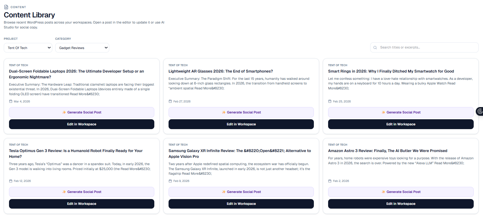 Snyho: AI Content Command Center gallery image