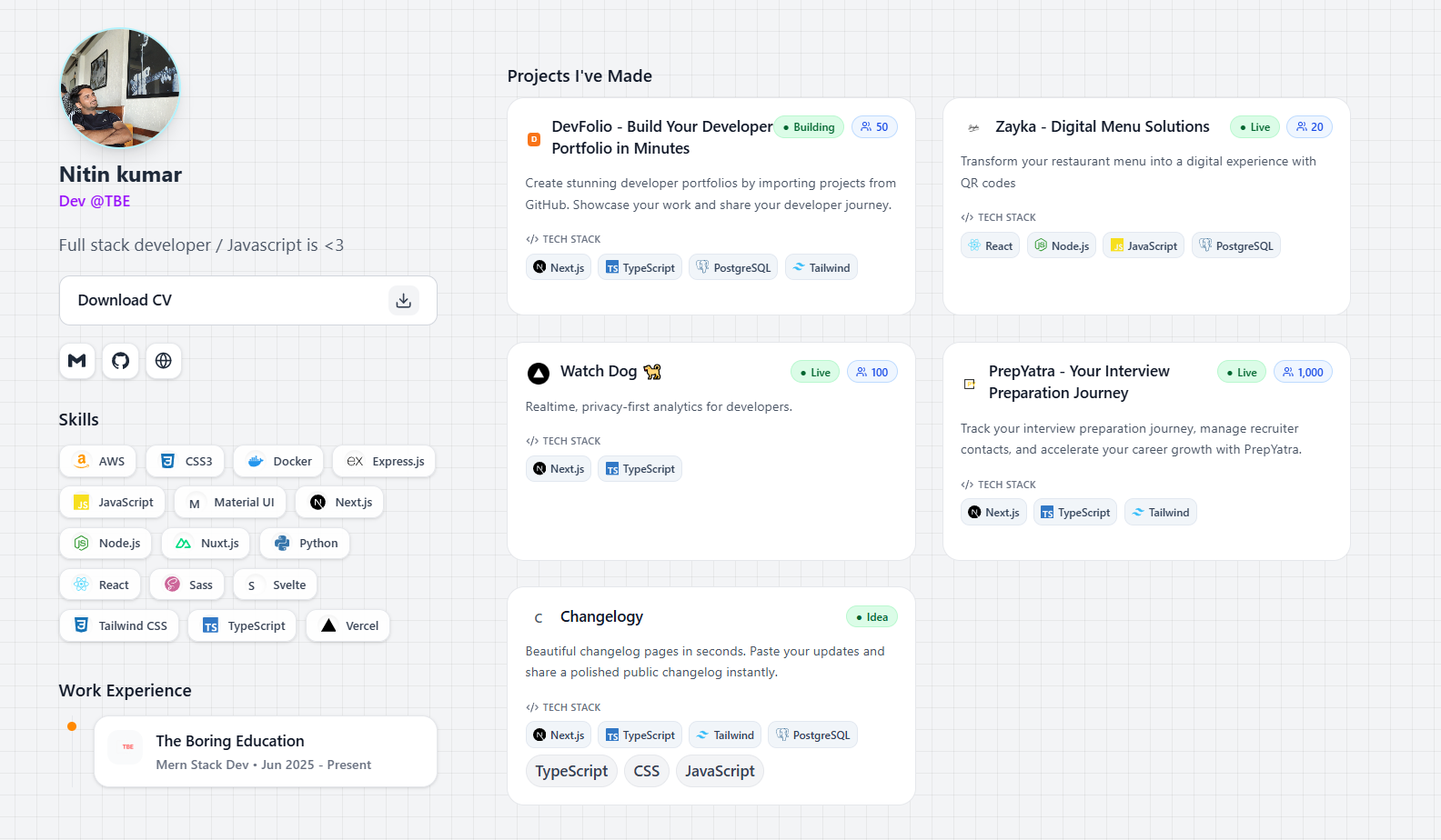 DevFolio - Screenshot 2 showing product features and functionality