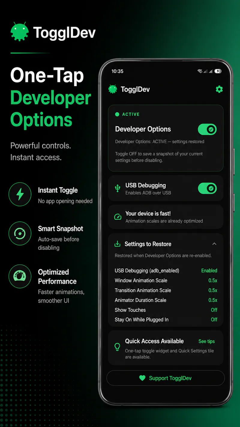 TogglDev screenshot 2
