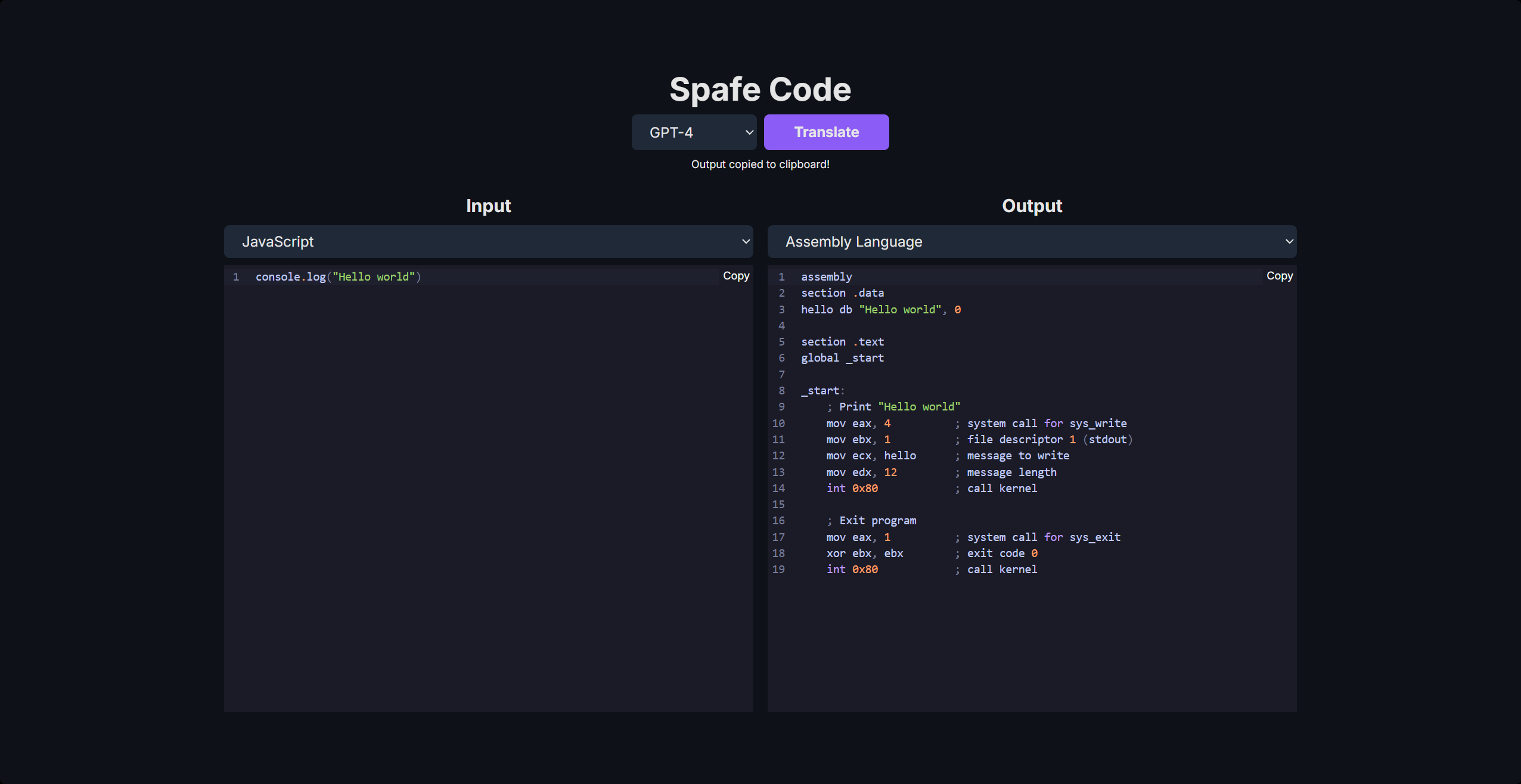 startuptile Spafe Code -Translate code to another language instantly with AI