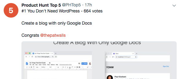 Product Hunt Top 5 Twitter Bot gallery image