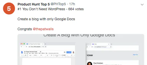 Product Hunt Top 5 Twitter Bot gallery image
