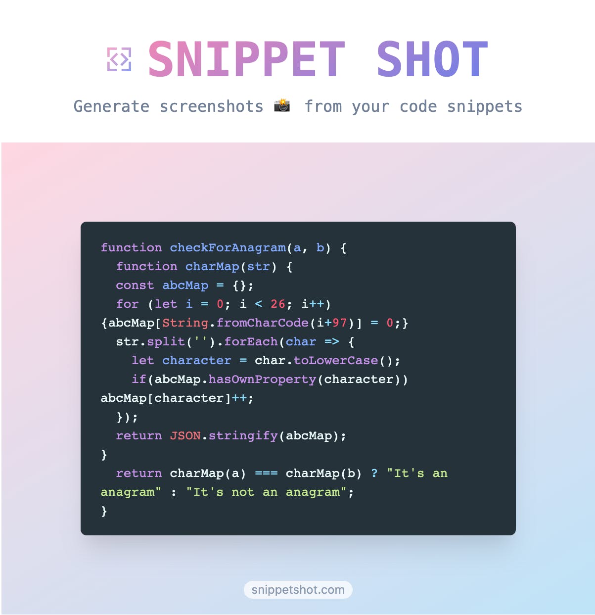 Snippet Shot - Create beautiful screenshots from code snippets ...