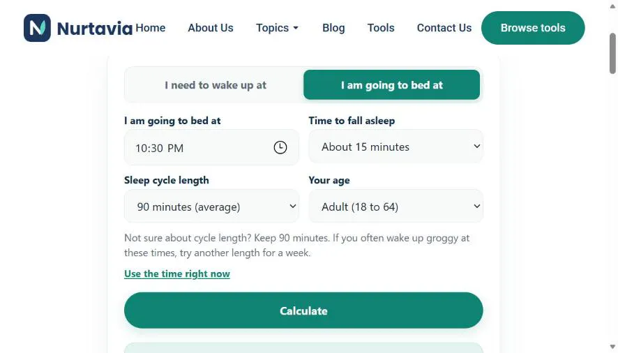 Nurtavia Sleep Calculator gallery image