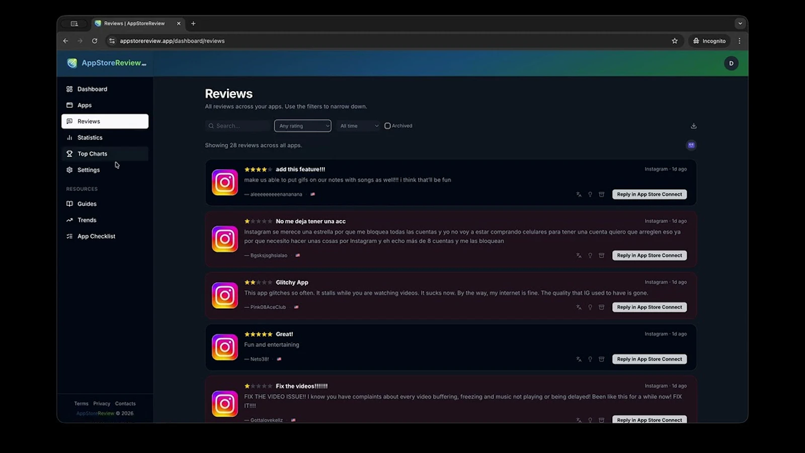 AppStoreReview.app screenshot 1 (video preview)