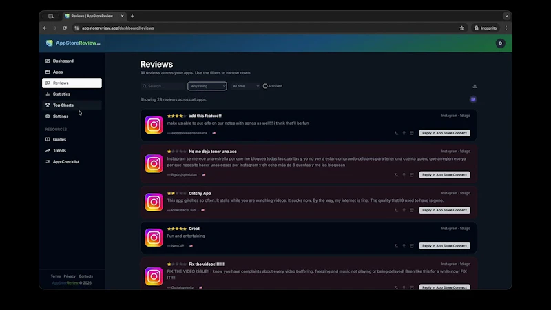 AppStoreReview.app screenshot 1 (video preview)