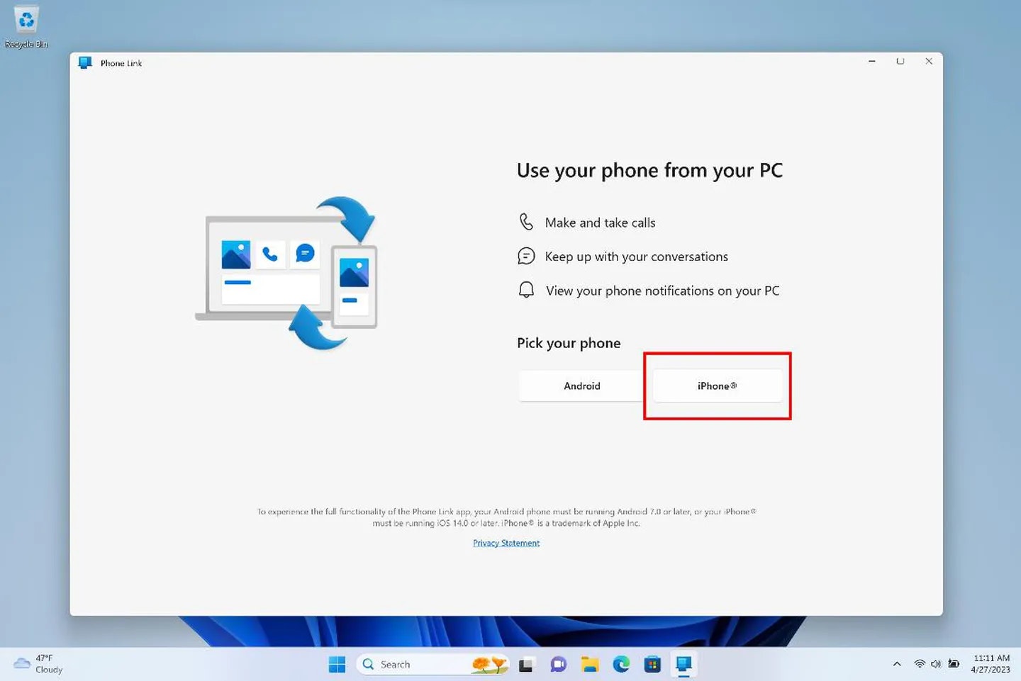 Microsoft Phone Link media 2