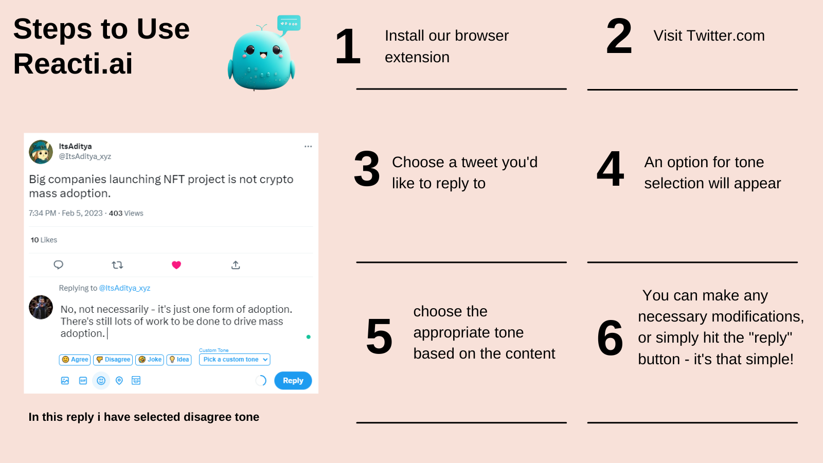 Reacti.ai - AI สำหรับการตอบกลับ Twitter - สัมผัสกับสังคมระดับต่อไปพร้อมคำตอบที่ขับเคลื่อนด้วย AI media 4