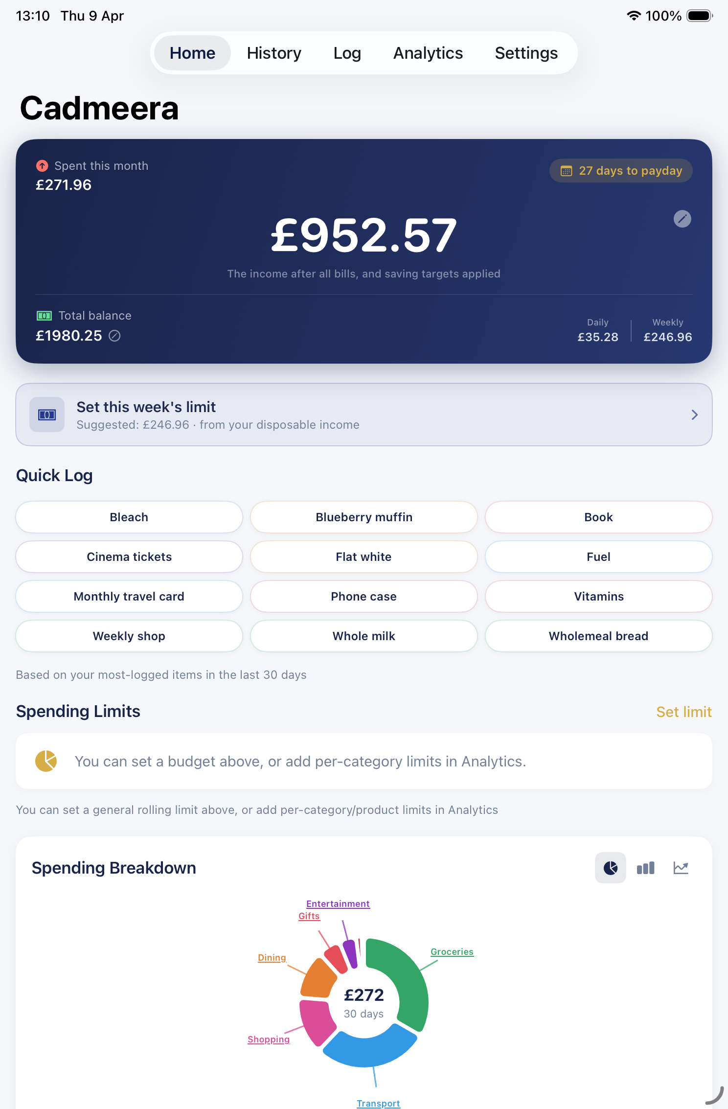 Cadmeera Personal Budgeting App