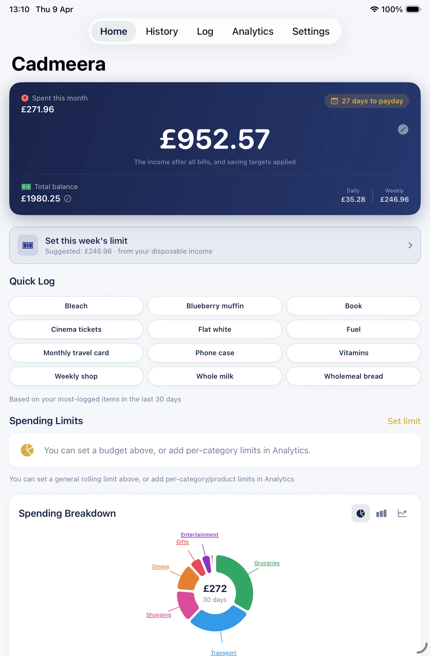 Cadmeera Personal Budgeting App