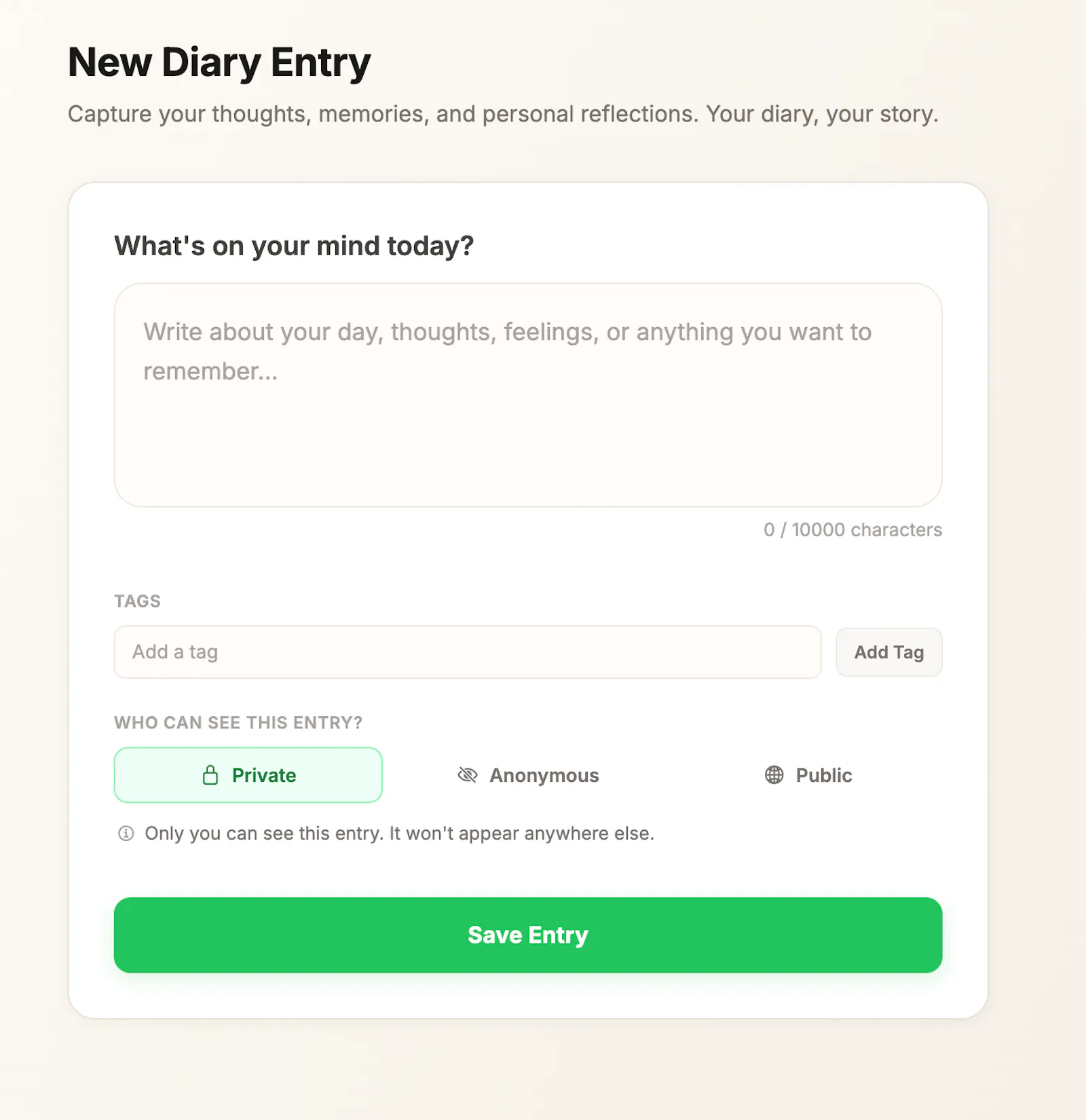 Diaroq — write privately or anonymously screenshot 2