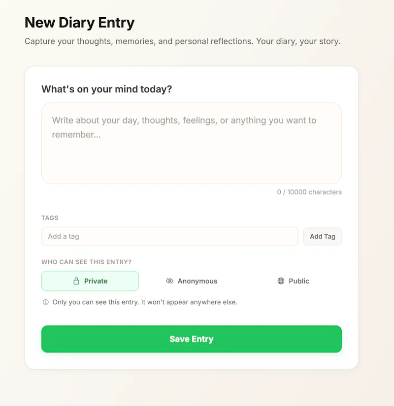Diaroq — write privately or anonymously screenshot 2