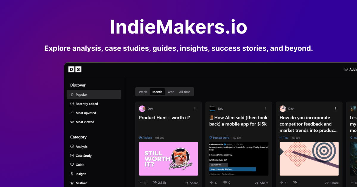 IndieMakers.io - สำรวจการวิเคราะห์กรณีศึกษามัคคุเทศก์ข้อมูลเชิงลึกและอื่น ๆ media 1