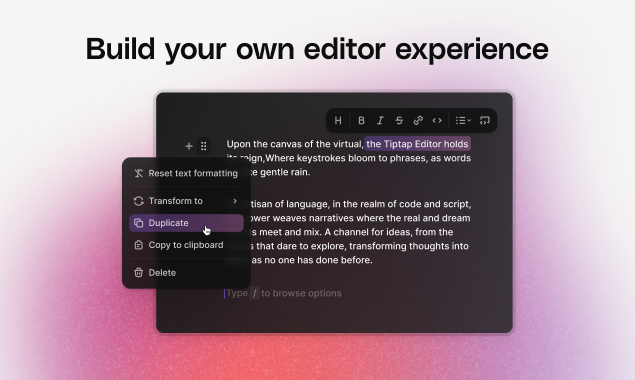 Tiptap - Developer Toolkit для создания совместных приложений медиа 6