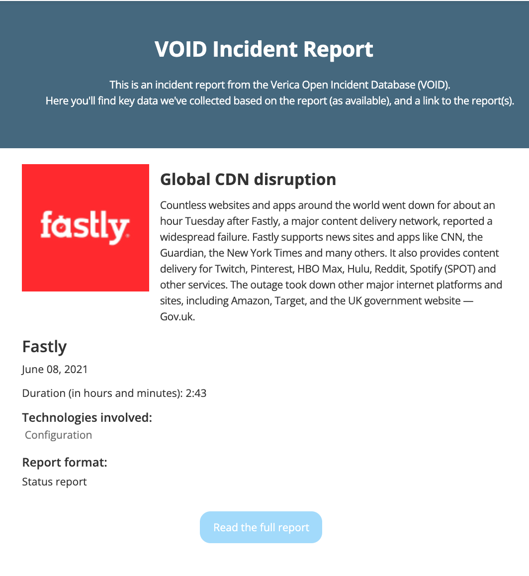 The VOID (Verica Open Incident Database) gallery image