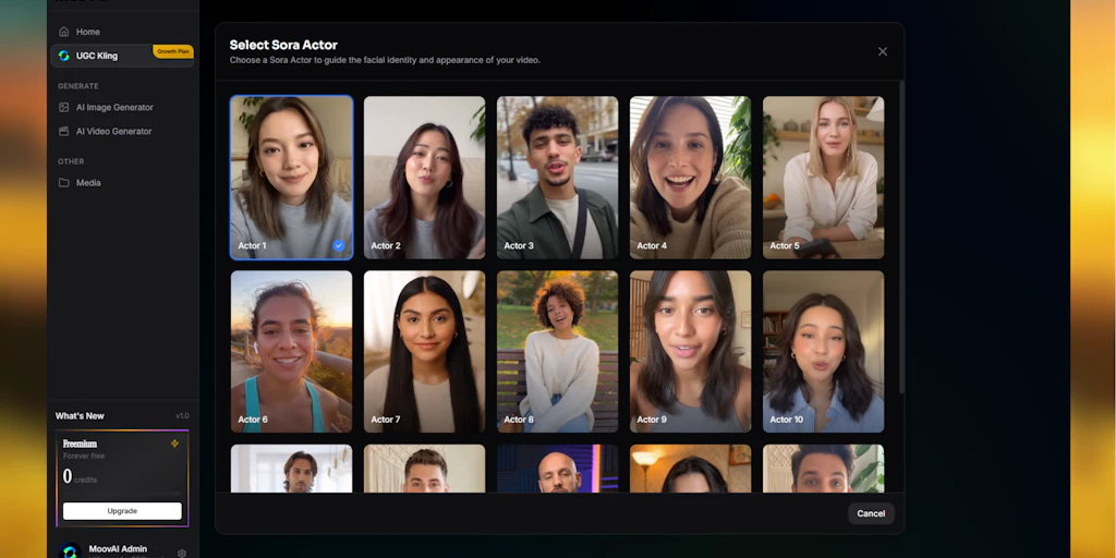 MoovAI:數分鐘內推出爆紅AI廣告與專業社群內容