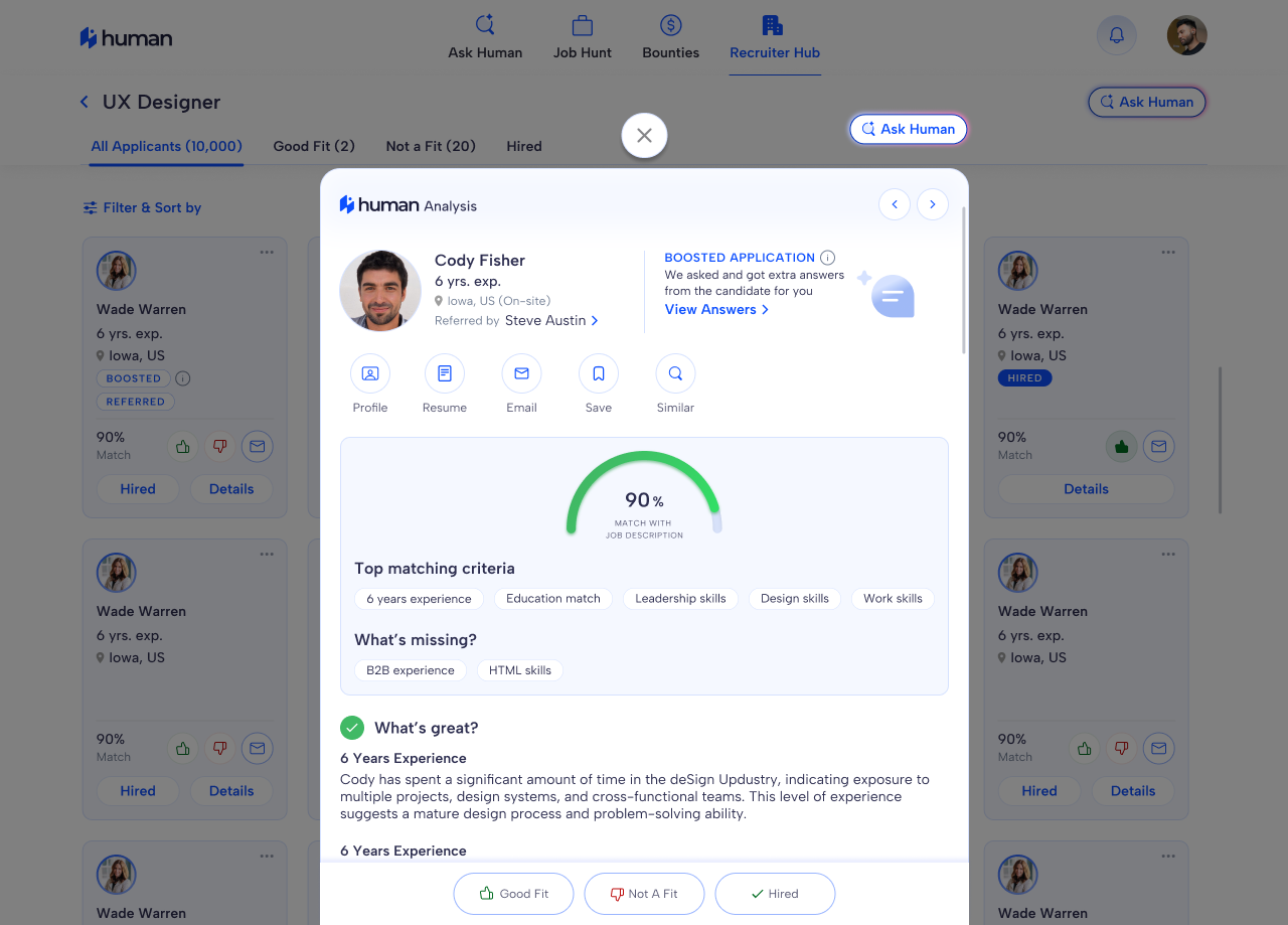 Human - Main product screenshot demonstrating key features and user interface